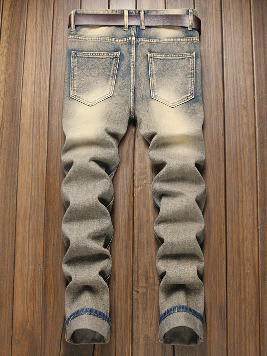 Men's Jeans Retro Nostalgic Golden Slim Straight Leg