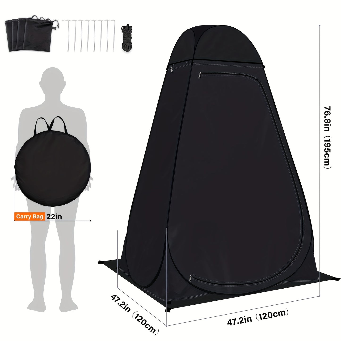 Tent dimensions come with carrying case.