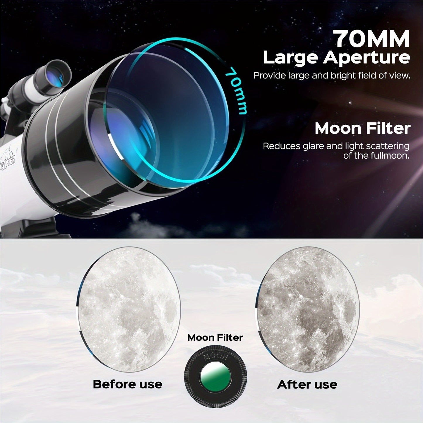 Portable Telescope with 70mm Aperture