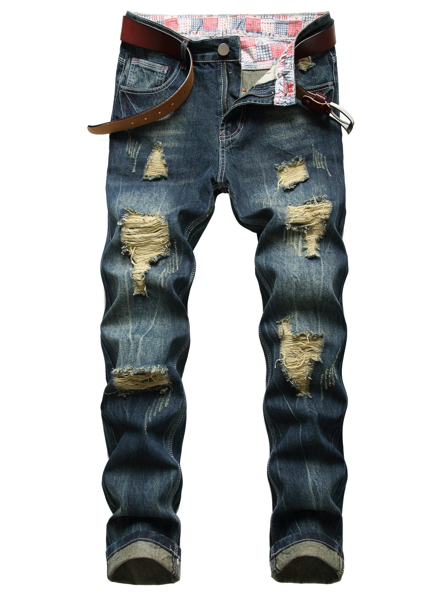 Men's Dark Blue Ripped Jeans - Limited Stock