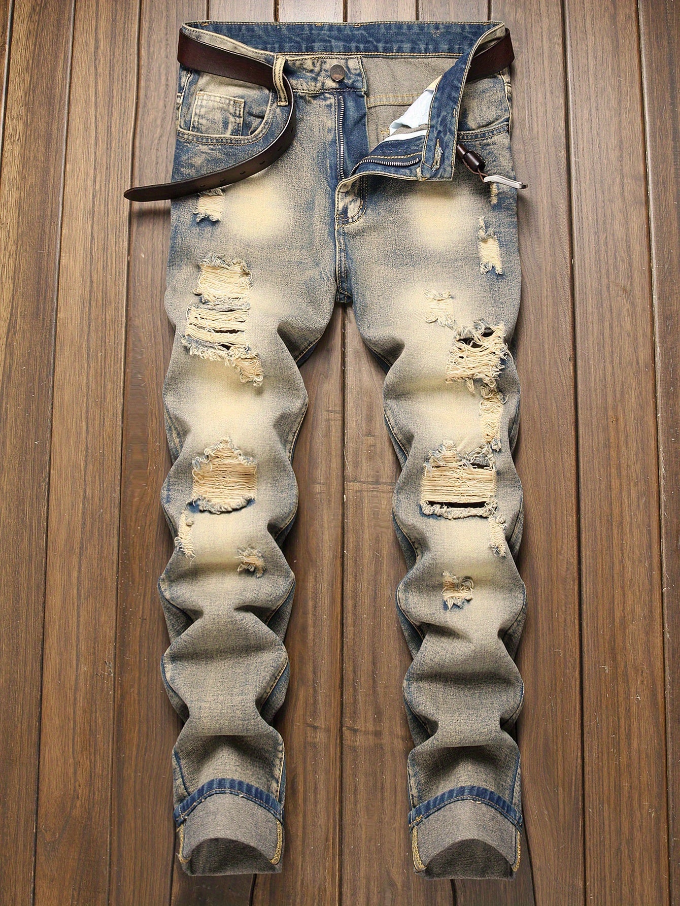 Men's Jeans Retro Nostalgic Golden Slim Straight Leg