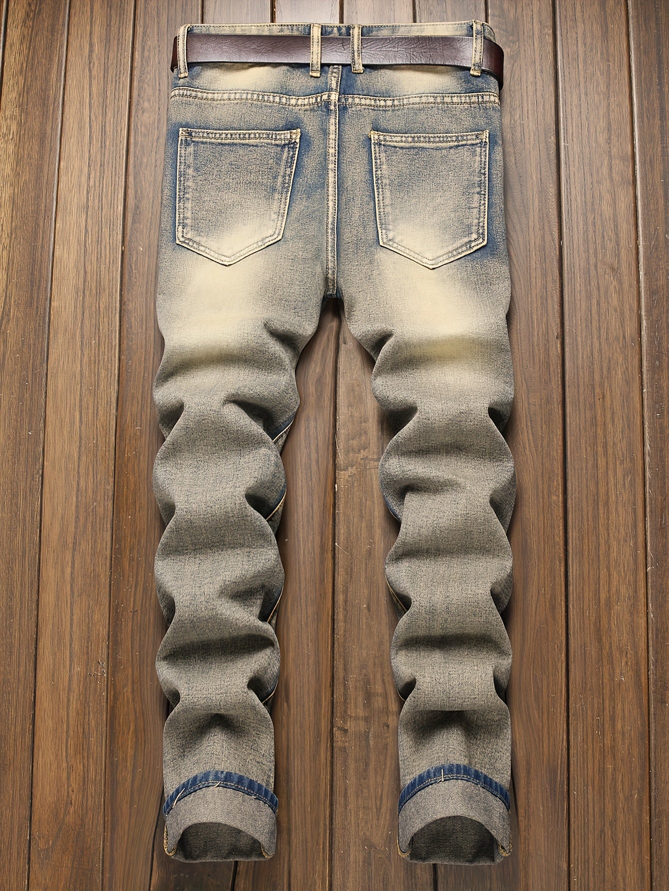 Men's Jeans Retro Nostalgic Golden Slim Straight Leg