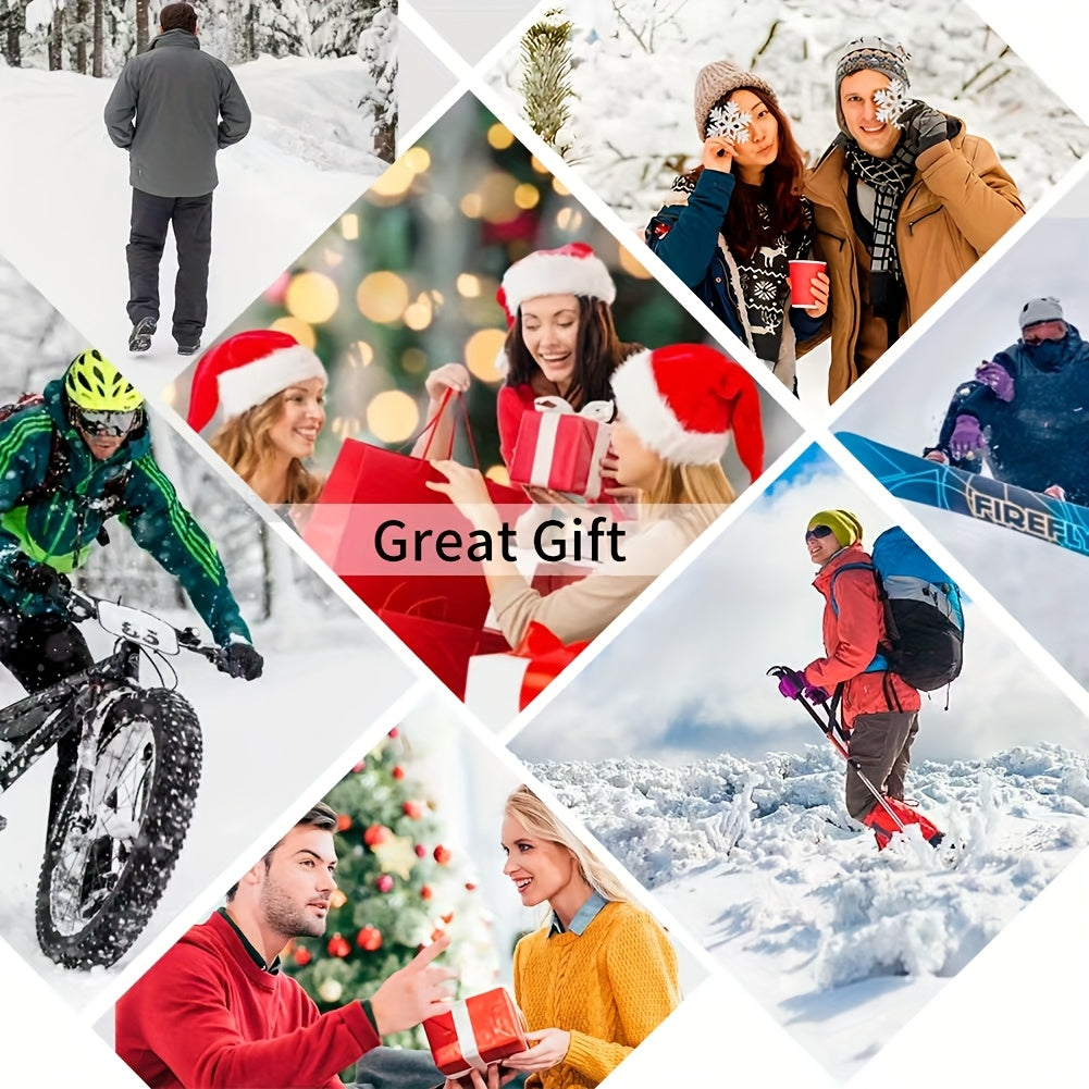 Collage of people in winter activities with 'Great Gift' text overlay.