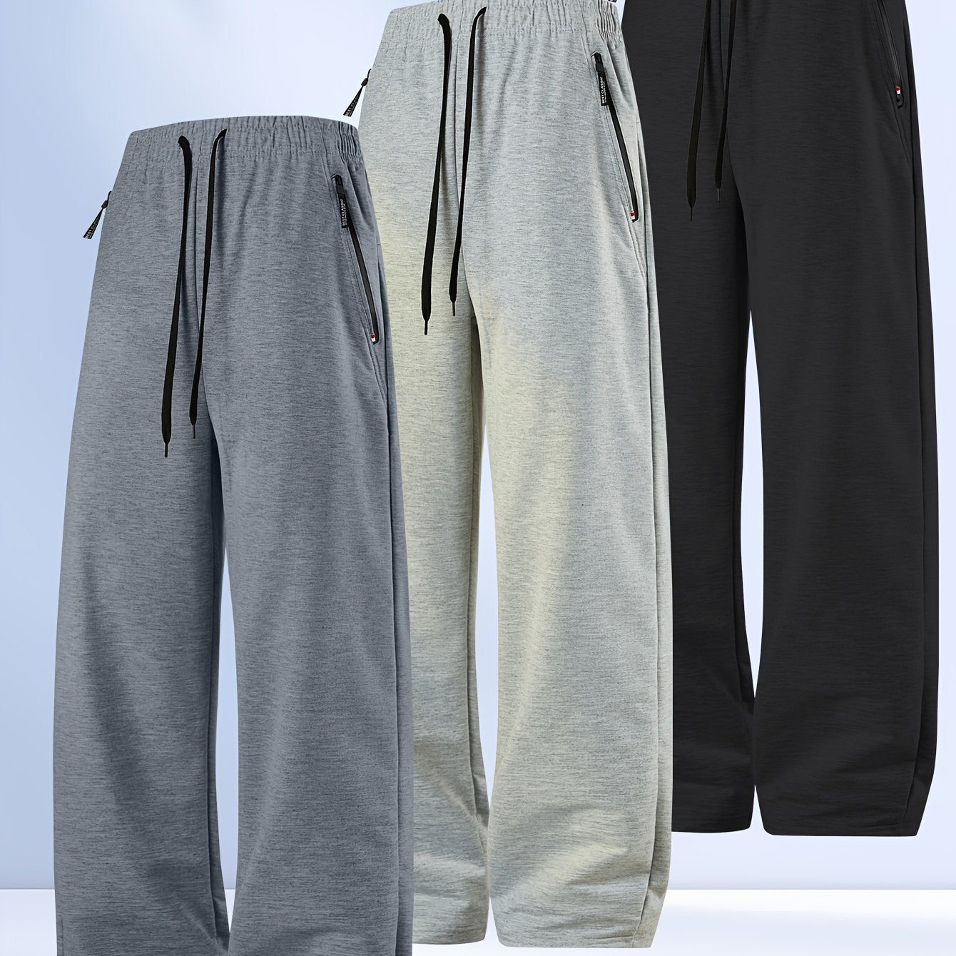 All season light weight 3pack men's jogger polyester pants. 3 for the price of 1.
