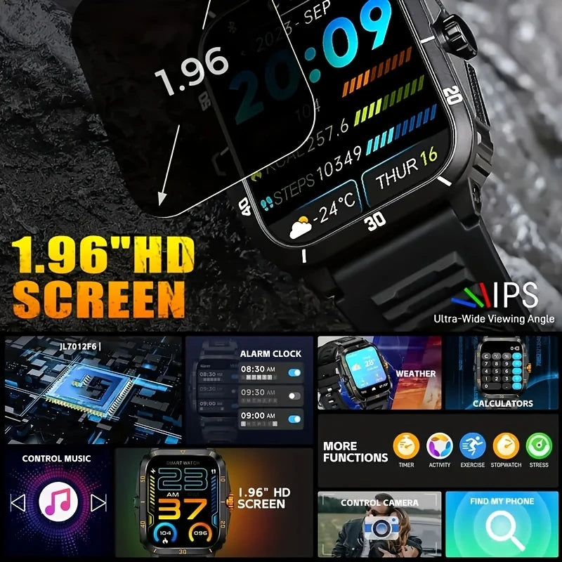 1.96 inch display screen with multiple functions. With Find My Phone function.