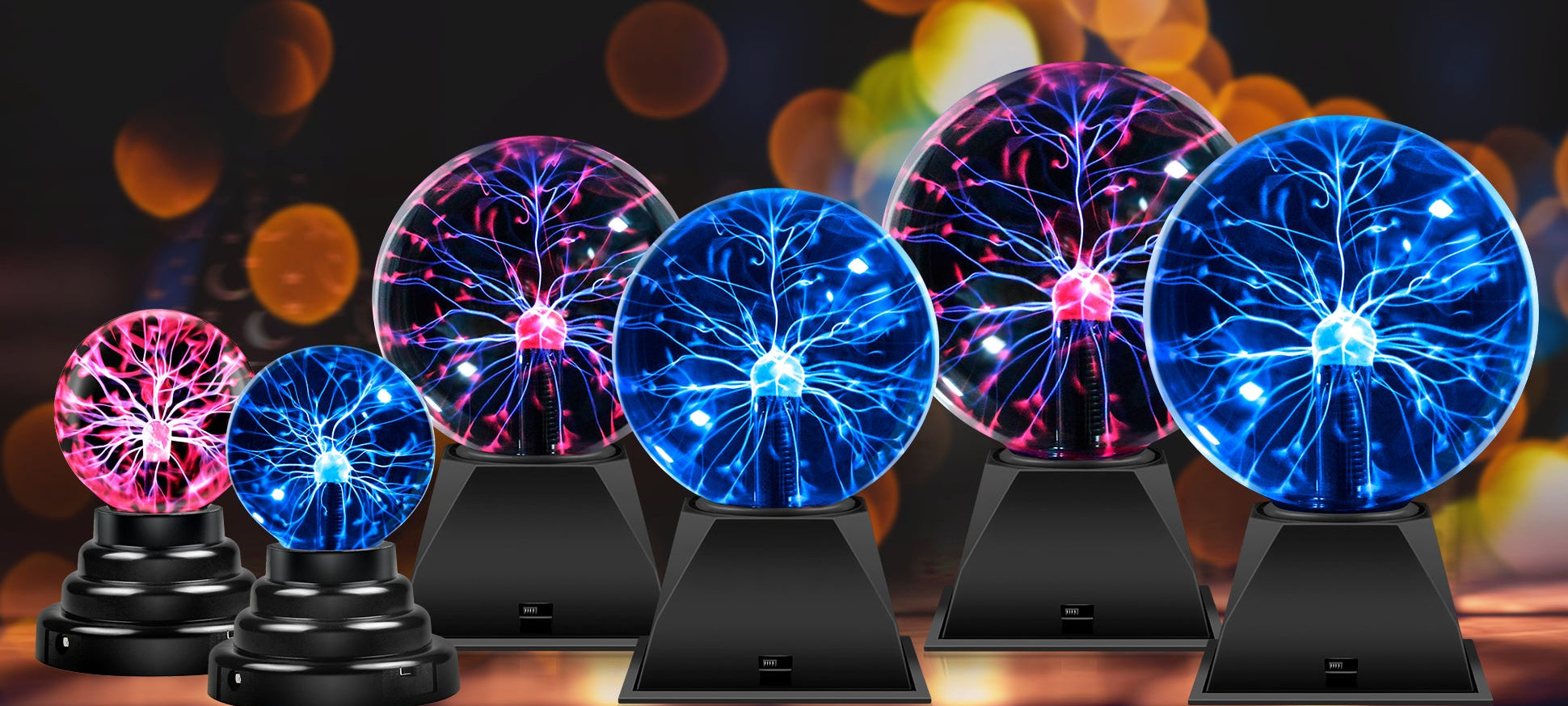 The plasma glow ball comes in three different sizes.