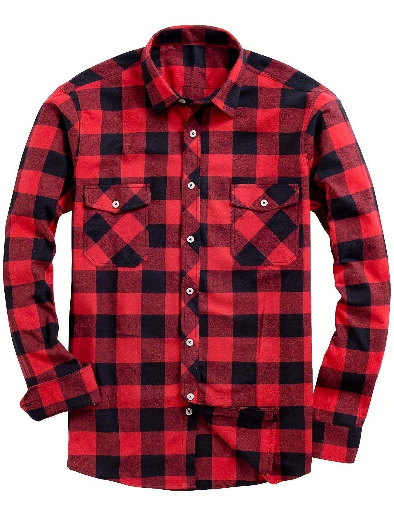 Red and black plaid shirt on a white background