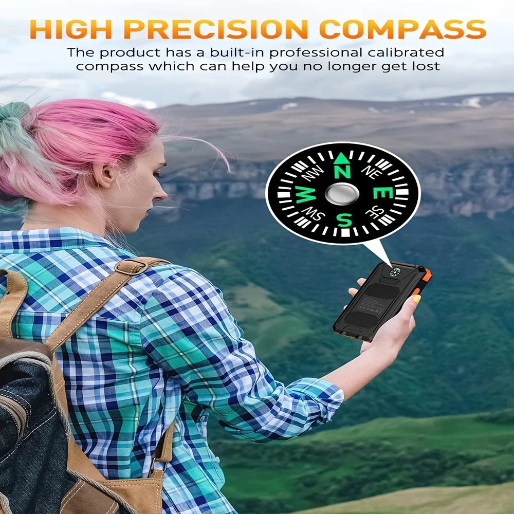 Compass included. Be safe get direction, power and light.