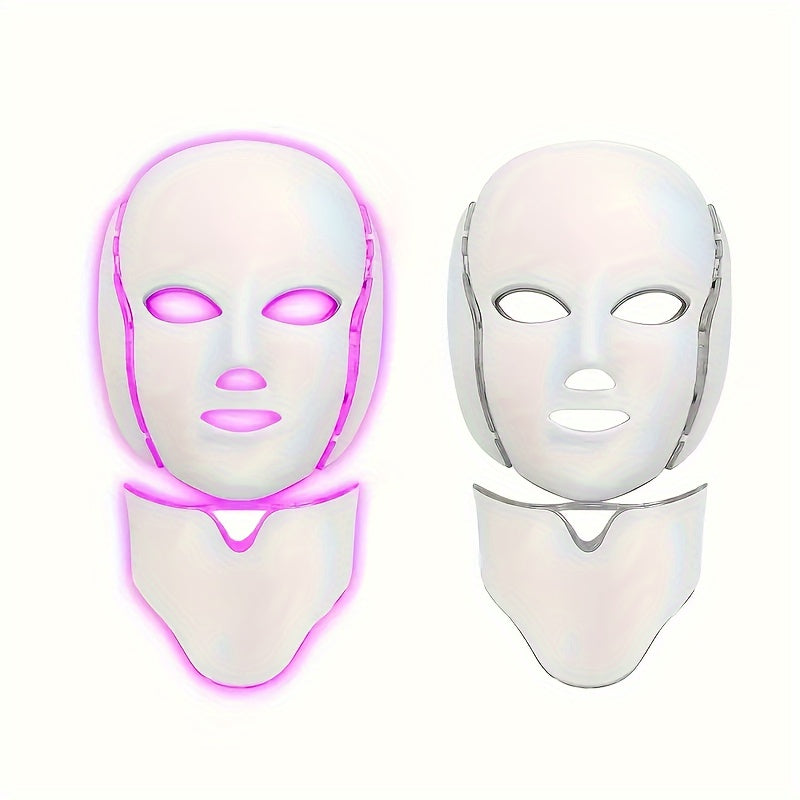 Mask changes to 7 different colors. Pink LED next to white LED light.