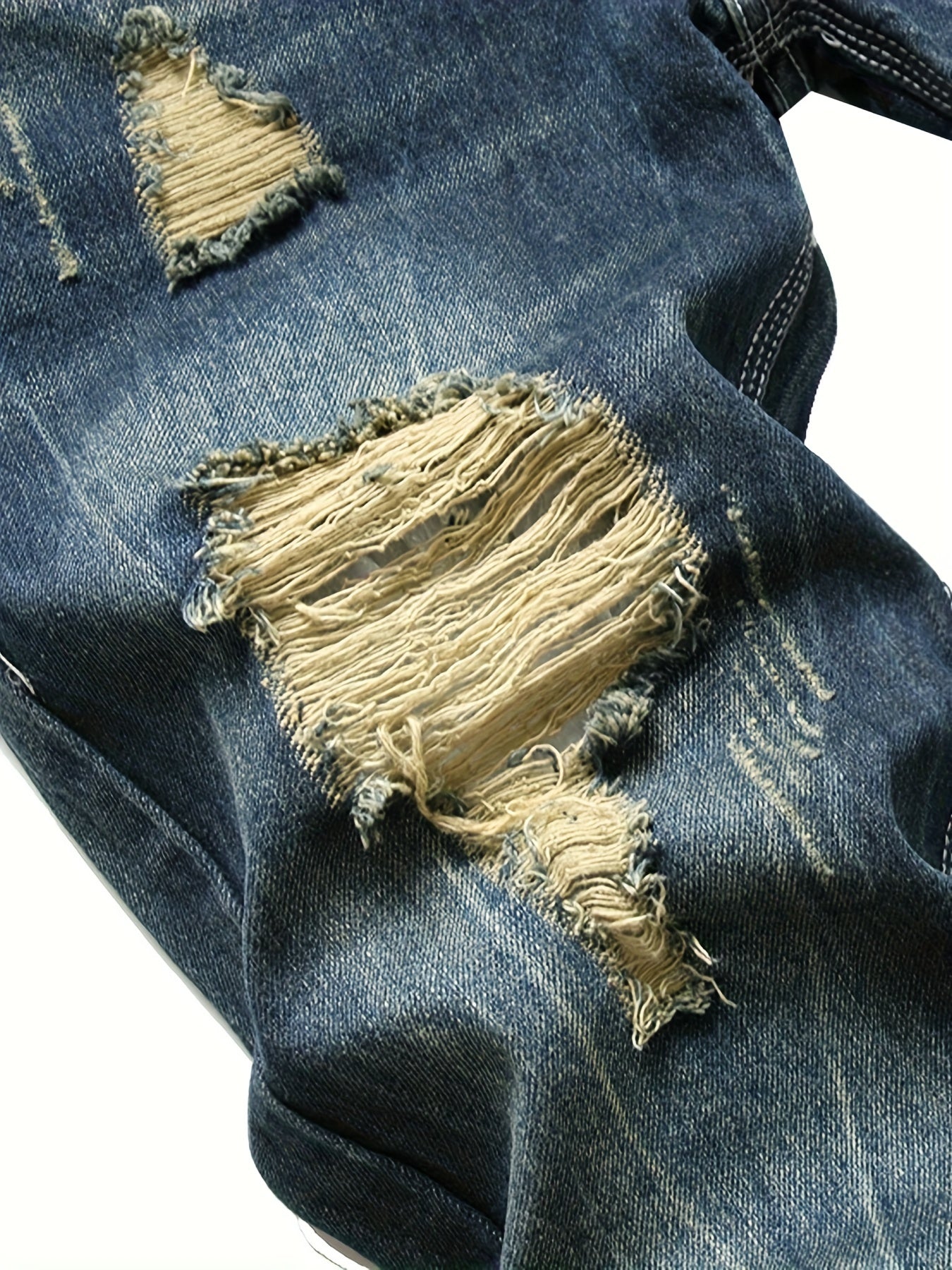 Men's Dark Blue Ripped Jeans - Limited Stock