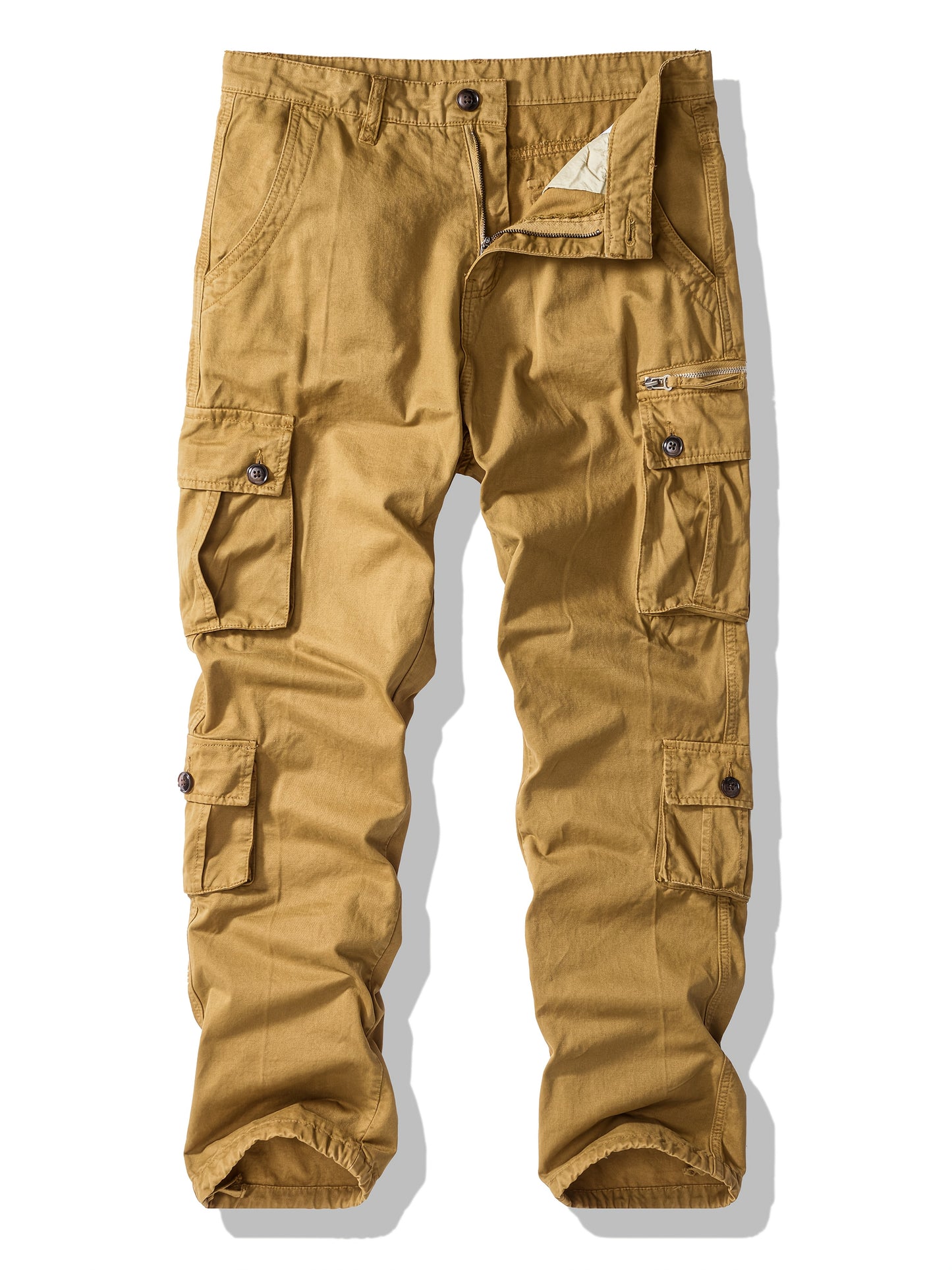 Men's Pure Cotton Cargo Pants, Casual Trousers with Multiple Pockets Design - Limited Stock