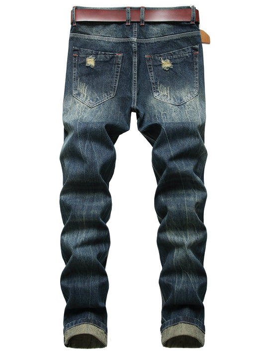 Men's Dark Blue Ripped Jeans - Limited Stock