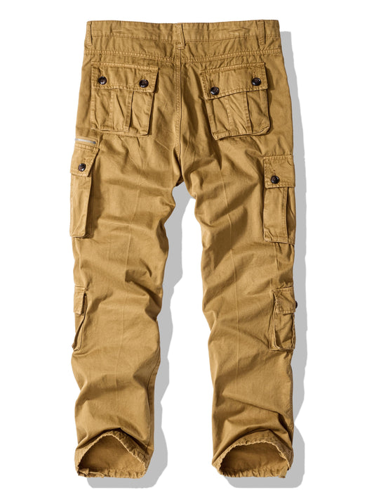 Men's Pure Cotton Cargo Pants, Casual Trousers with Multiple Pockets Design - Limited Stock
